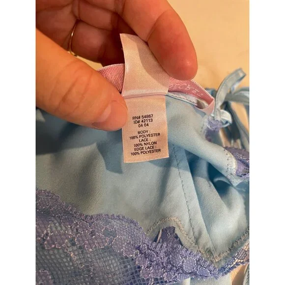 Vtg Y2K Victorias Secret Satin Lace Mini Slip Dress Size S Coquette Fairy Dainty - Picture 11 of 13